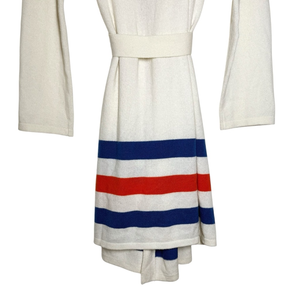 Brooklinen X Kule Cream Blue Red Plush Cashmere Wool Blend Robe - S/M - Picture 9 of 13